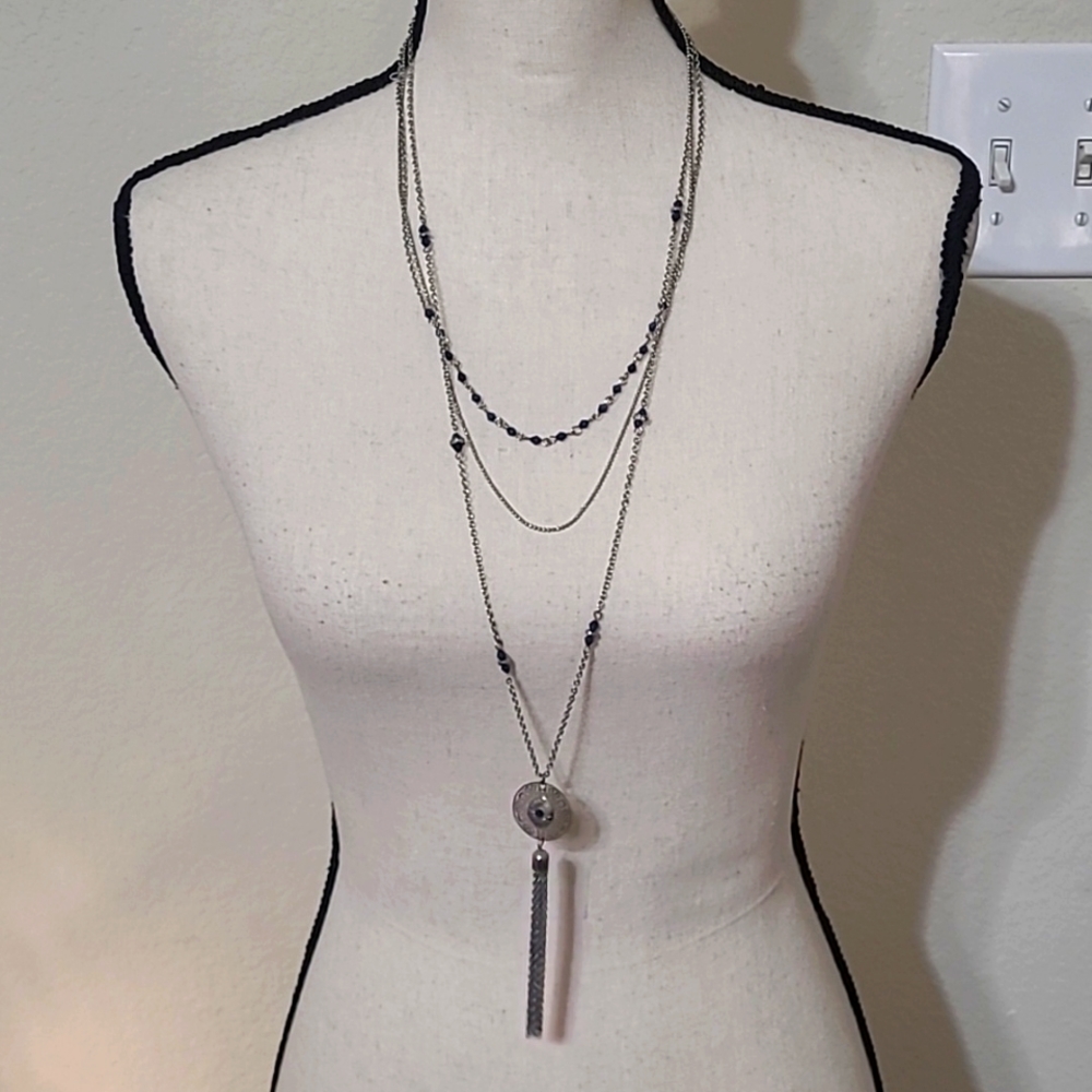 TRIPLE layered Blue Stones Necklace 💙 - Picture 1 of 14